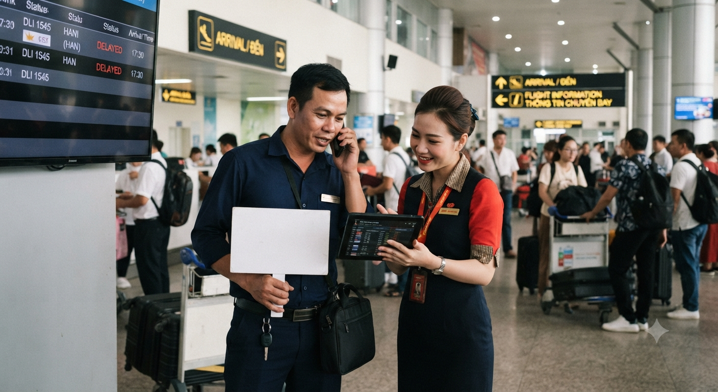 Các bước xử lý lịch xe đón khi chuyến bay bị trễ